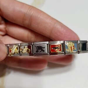 Vintage 2000's Italian Silver Tone Charm Bracelet Y2k